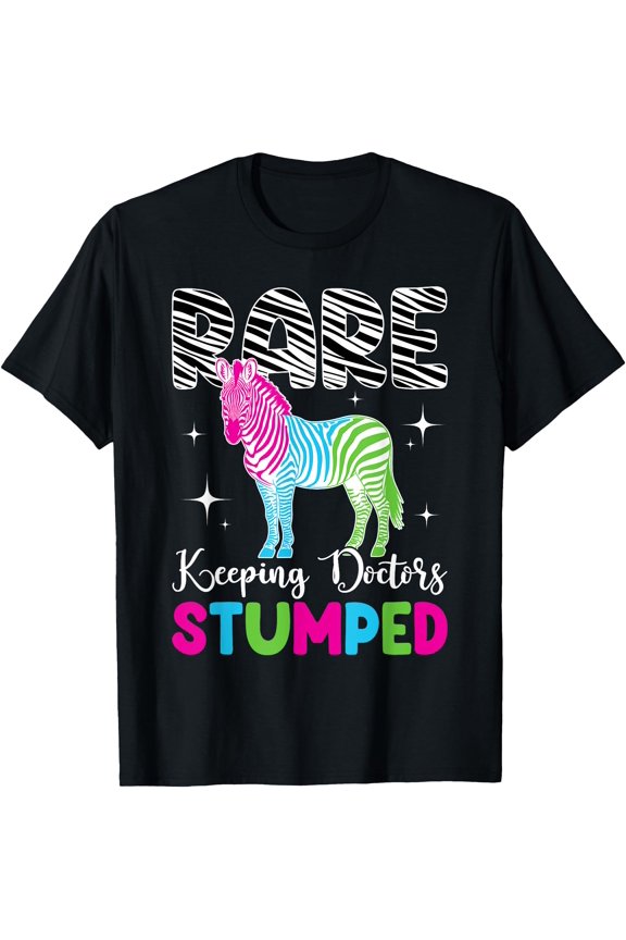 Rare Keeping Doctors Stumped Chronic Illness Zebra Ribbon T-Shirt, Unisex T-Shirt