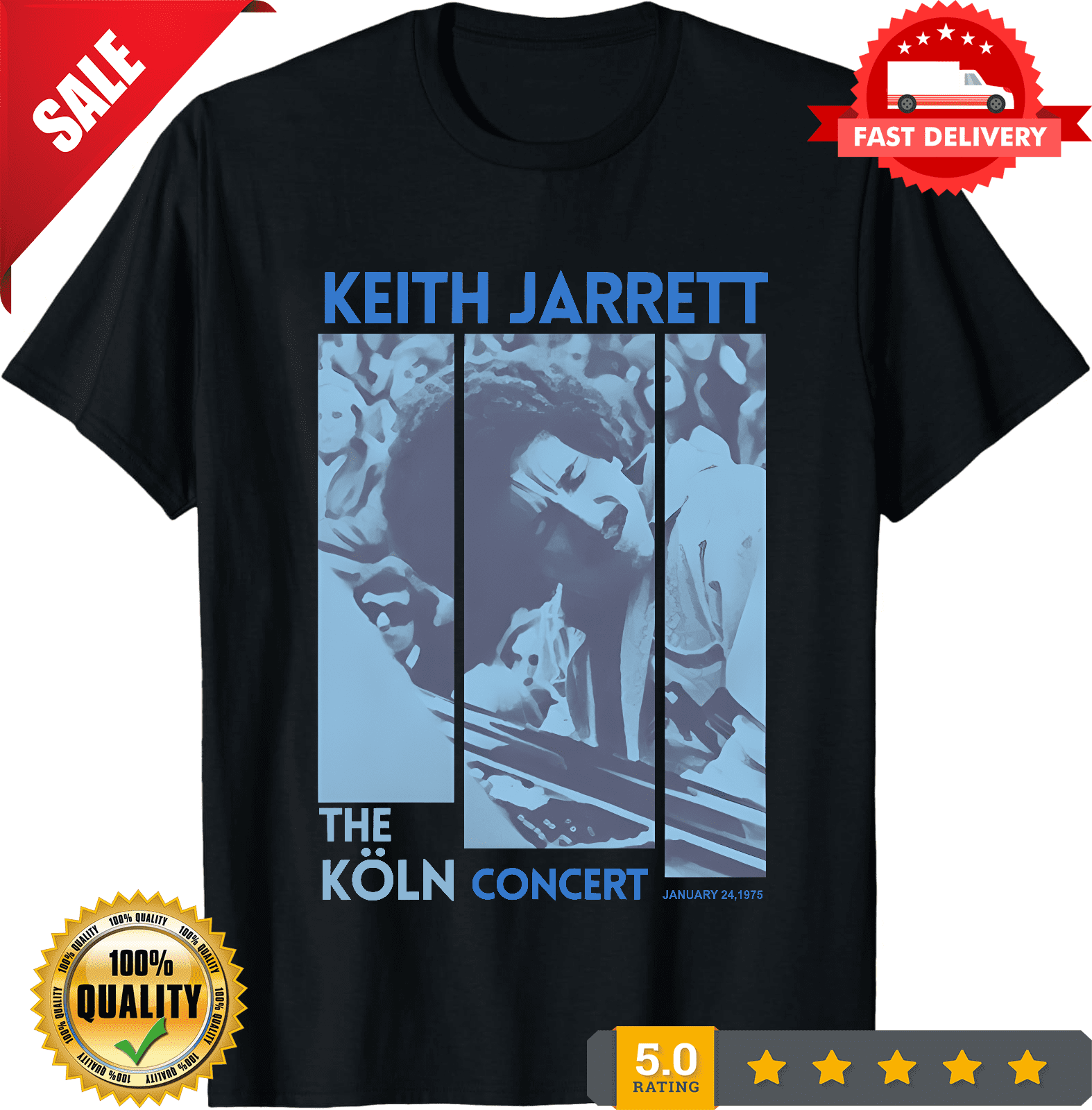 Rare Keith Jarrett! T Shirt Iconic Jazz Pianist Vintage Music Graphic Tee Shirt, NEW INSTOCK-TH70698