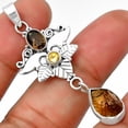 thumbnail image 1 of Rare Kornerupine Rough, Smoky Quartz & Citrine 925 Silver Pendant Jewelry P-1451 SDP139354, 1 of 5