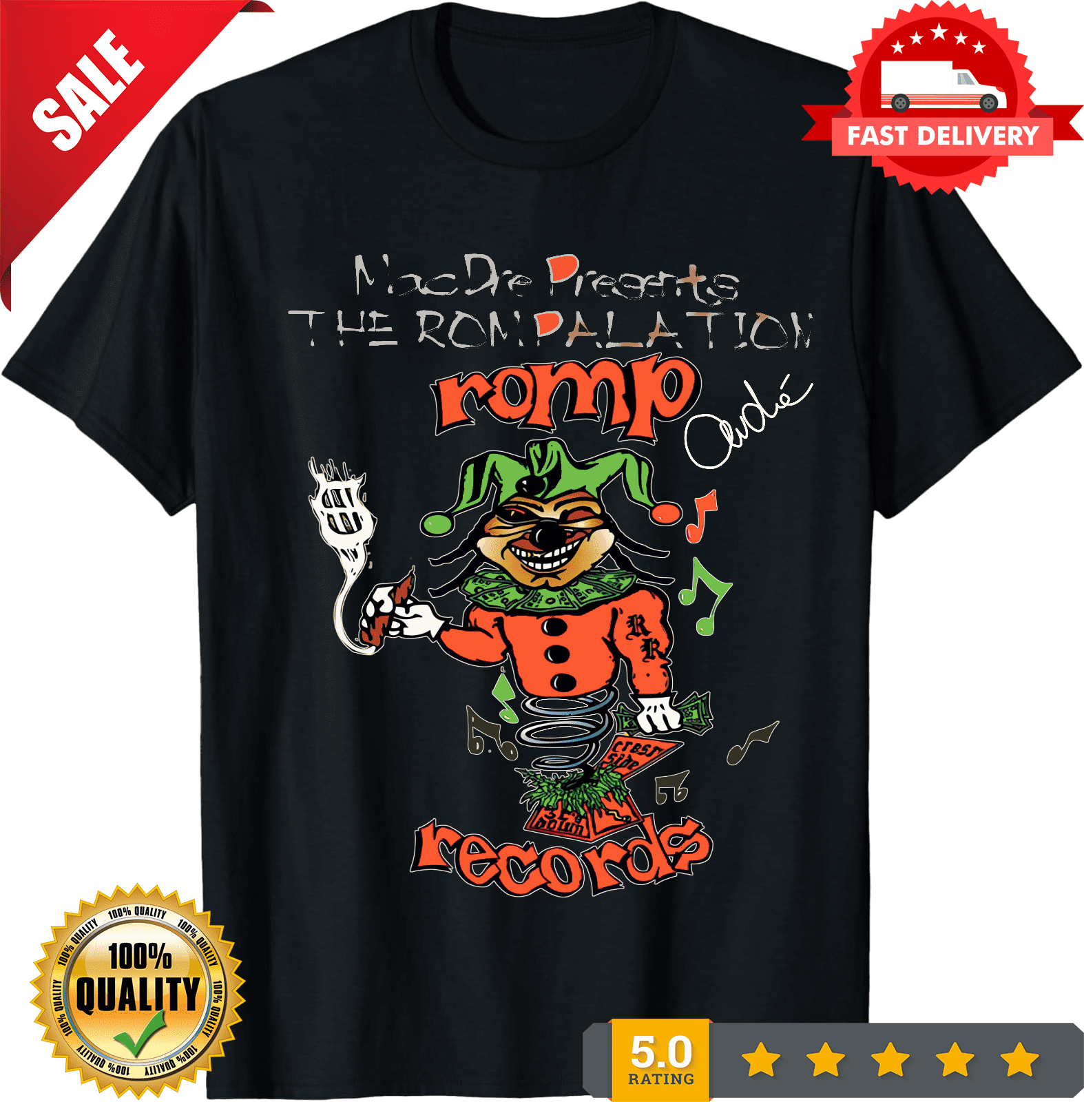 Rare Mac Dre Presents The Rompalation Album Cotton T-shirt, Size S