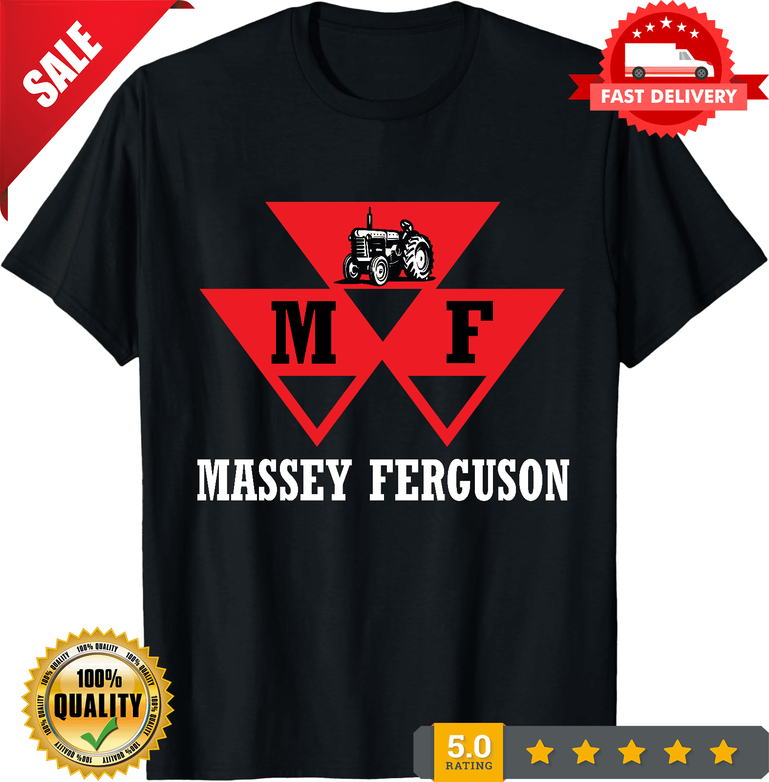 Rare Massey Ferguson Tractor Logo Men's Black T-shirt Size S-5XL, NEW INSTOCK-TH70748