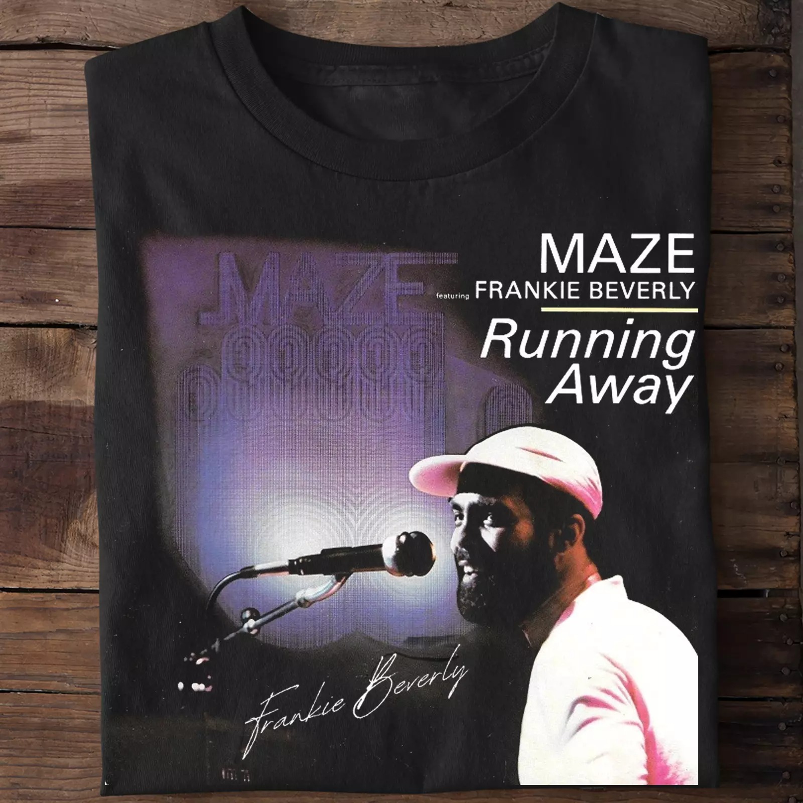 T-shirt Maze Featuring Frankie Beverly - Coton, Taille Adulte, Noir, Marque Gildan