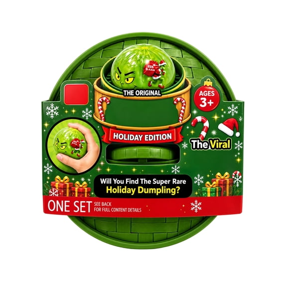 Rare Mean One Monster Dumpling Squishy Blind Box, 3.93 Inch Green Steamer Basket Mystery Squeeze Fidget Toy for Kids Xmas Stocking Gift