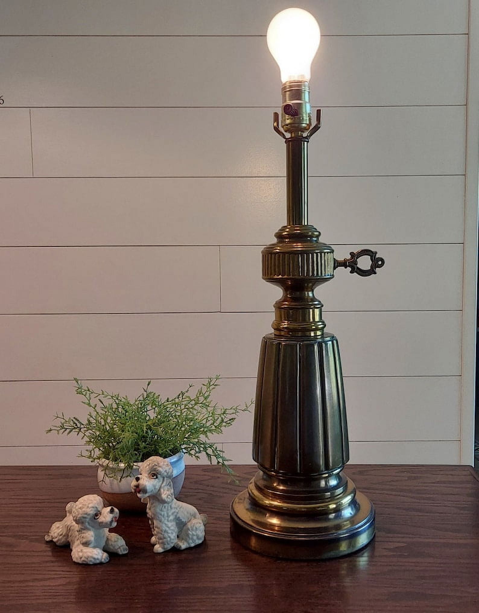 vintage Stiffel solid brass table lamp, three way Stiffel torch