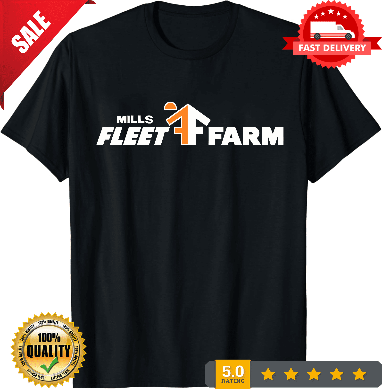 Rare Mills Fleet Farm Agriculture Men's Black Size S to 5XL, ULTRA LIMITED-TH72871