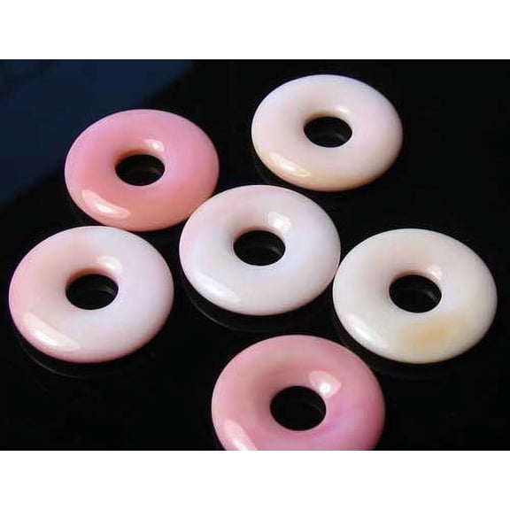 Rare Pink Conch Shell 20mm Pi Circle Pendant Bead 9826