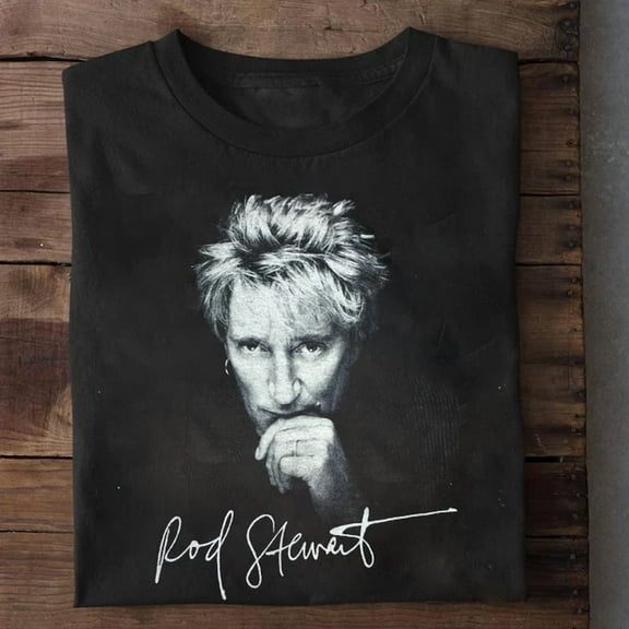 Rare ROD STEWART Signature Shirt Unisex Cotton All Size S-234XL ,Black Color,Size M