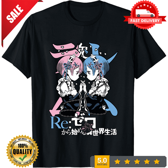 Rare Rem Re Zero T-Shirt Subaru Japanese Cute Re Zero Ram Kawaii Girl Shirt All Size, ULTRA LIMITED-TH71426