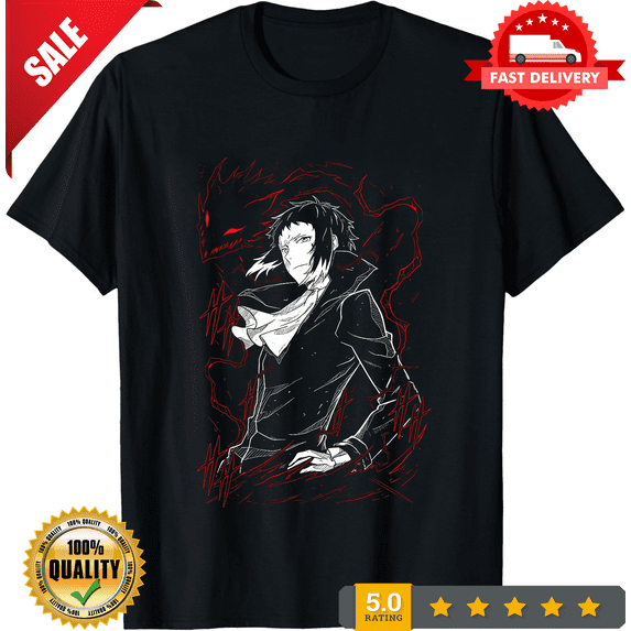 Rare Ryunosuke Akutagawa T-Shirt Bungou Stray Dogs Japanese Black T-Shirt, LIMITED EDITION-TH73408