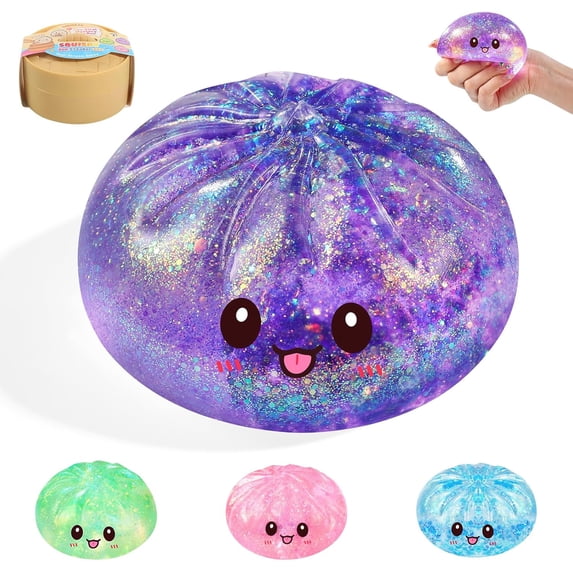 Rare Style Sugar Dumpling Squishy,Glitter Squishies Dumpling, Slow Rising Stress Relief Squeeze Toys with Glitter, Kawaii Bun Shape Sensory Fidget Toys for Teens Adults, Anxiety Relief Desk Toys Gift