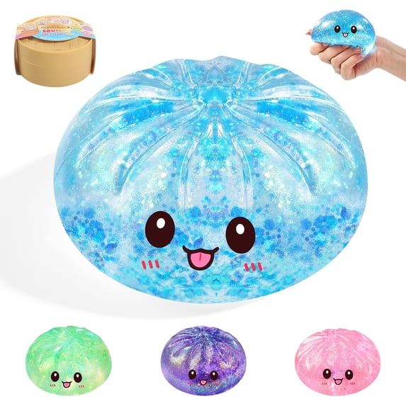 Rare Style Sugar Dumpling Squishy,Glitter Squishies Dumpling, Slow Rising Stress Relief Squeeze Toys with Glitter, Kawaii Bun Shape Sensory Fidget Toys for Teens Adults, Anxiety Relief Desk Toys Gift