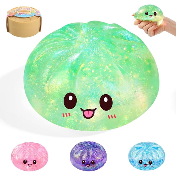 Rare Style Sugar Dumpling Squishy,Glitter Squishies Dumpling, Slow Rising Stress Relief Squeeze Toys with Glitter, Kawaii Bun Shape Sensory Fidget Toys for Teens Adults, Anxiety Relief Desk Toys Gift