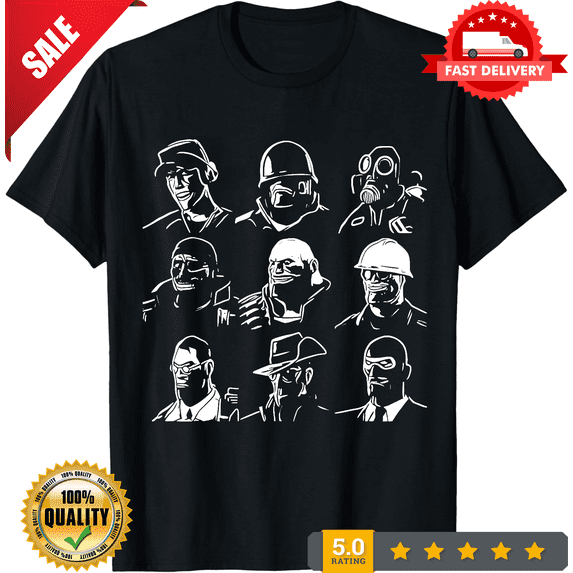 Rare TF2 Mercenaries T-Shirt Made in the USA Size S to 5XL, CROWD FAVORIT-TH69508
