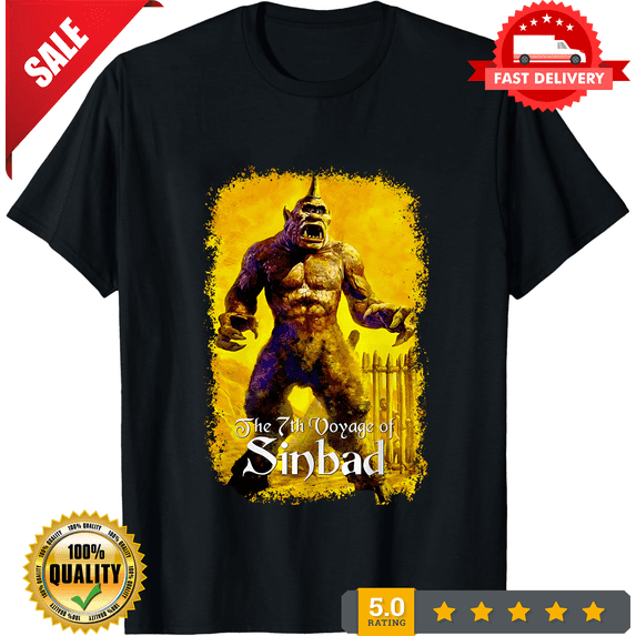 Rare The 7th Voyage of Sinbad (1958) Movie Poster Inspired T-Shirt Retro 80s Tee, CROWD FAVORIT-TH69663