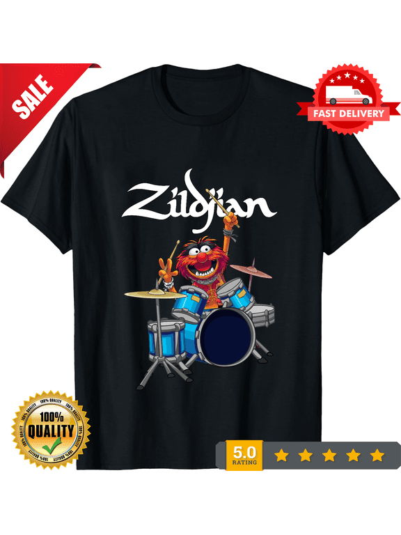 Rare The Muppet Show Zildjian Drums Black Men Cotton T-Shirt Size S-5XL Birthday Gift, NEW INSTOCK-TH77943