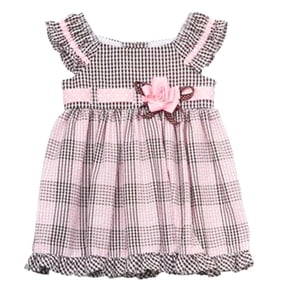Rare Too! Editions Toddler Girl's Ruffled Seersucker Dress Pink/Brown (4T)