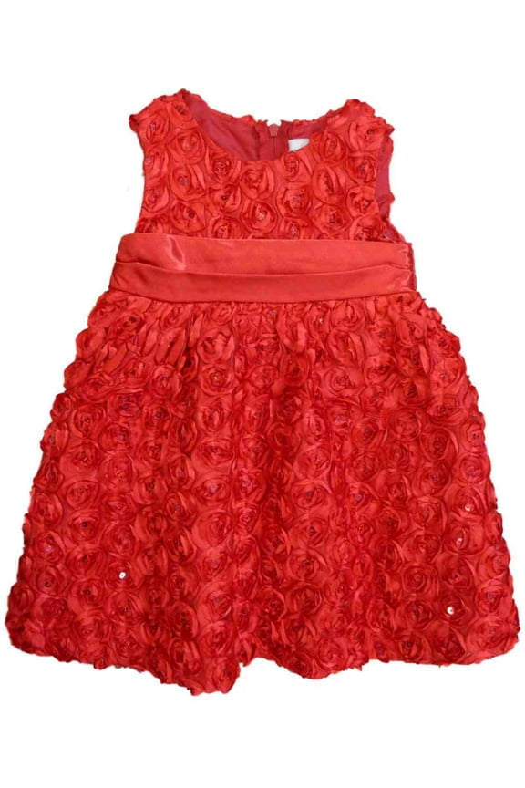 ! Infant Toddler Girls Red Rosette Party Dress Holiday Sequin Dress 12m