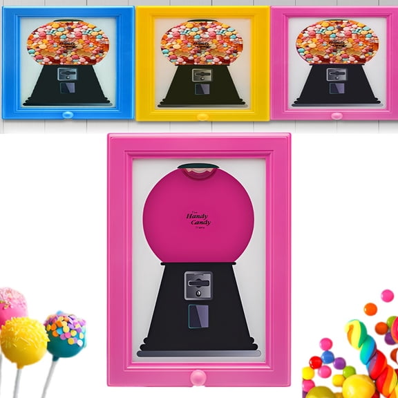 Rare Vintage the Handy Candy Frame - Hanging Candy Machine Art, Gumball Machine Wall Mounted Dispenser Picture Photo, Snack Jar Organizer Gift, For Office Candies, Nuts, Dog Cat Treats
