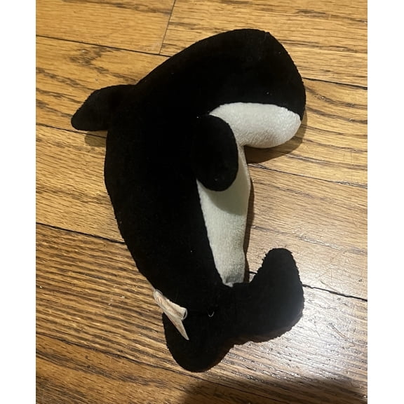 Rare Vintage TY Beanie Baby Waves the Whale Black White Soft Stuffed Plush Buy It Now 376963426137