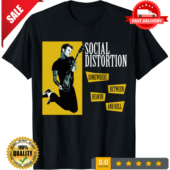 Rare Vtg Social Distortion Band Live In Tour Cotton Black Full Size T Shirt TR095, ULTRA LIMITED-TH71422