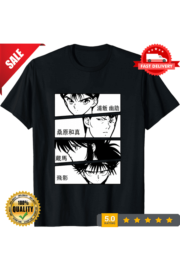 Rare Yu Yu Hakusho,Yusuke,Kuwabara,Kurama,Hiei,90s,anime,new unisex T-shirt, LIMITED EDITION-TH73971