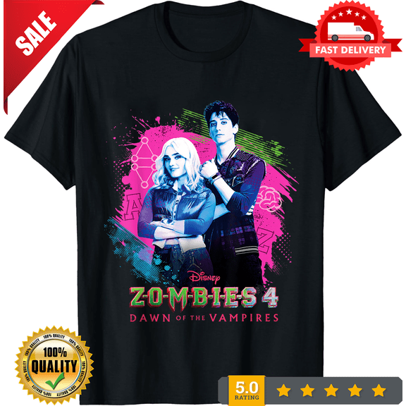 Rare ZOMBIES 4 T-Shirt, Dawn of the Vampires Movie Zed & Addison T-Shirt, LIMITED EDITION-TH70745