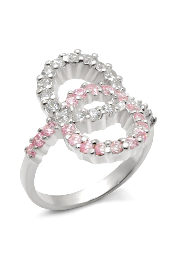 32516 - High-Polished 925 Sterling Silver Ring with AAA Grade CZ in Rose