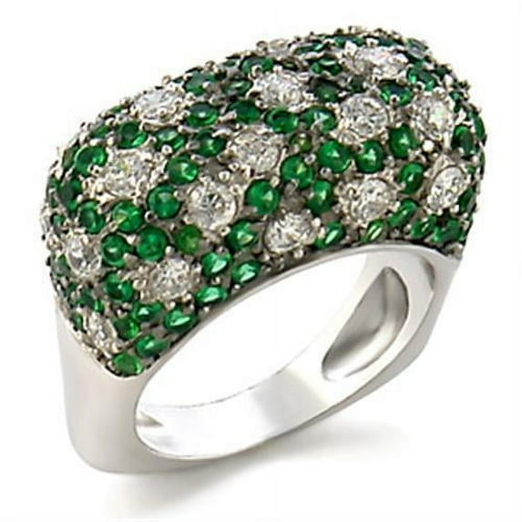 RareGem 9W021 - Rhodium + Ruthenium Brass Ring with AAA Grade CZ in Clear