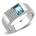 thumbnail image 1 of RareGem DA287 - High polished (no plating) Stainless Steel Ring with Synthetic in Sea Blue, 1 of 5