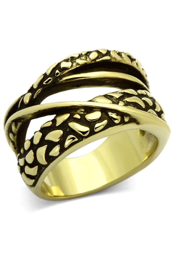 TK1025 - IP Gold(Ion Plating) Stainless Steel Ring with No Stone