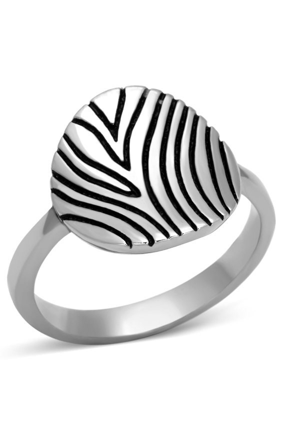 TK1078 - High polished (no plating) Stainless Steel Ring with Epoxy in Jet