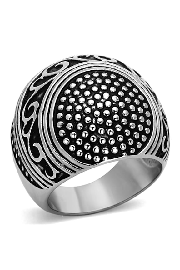 TK1212 - High polished (no plating) Stainless Steel Ring with Epoxy in Jet