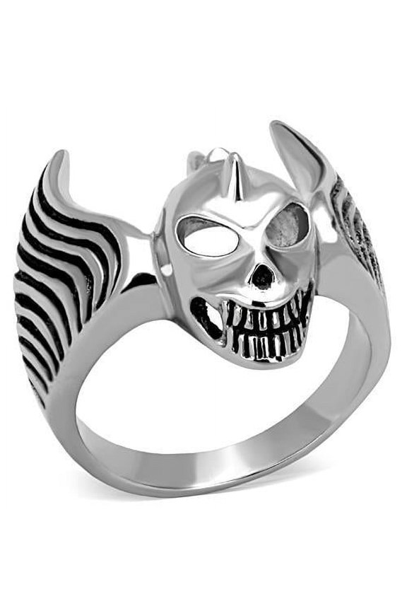 TK1599 - High polished (no plating) Stainless Steel Ring with Epoxy in Jet