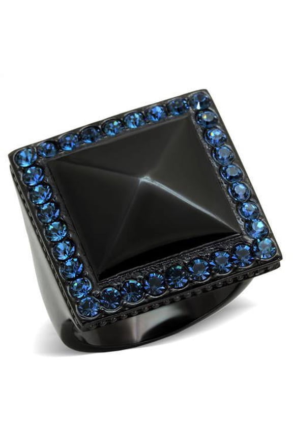 TK1841 - IP Black(Ion Plating) Stainless Steel Ring with Top Grade Crystal in Montana