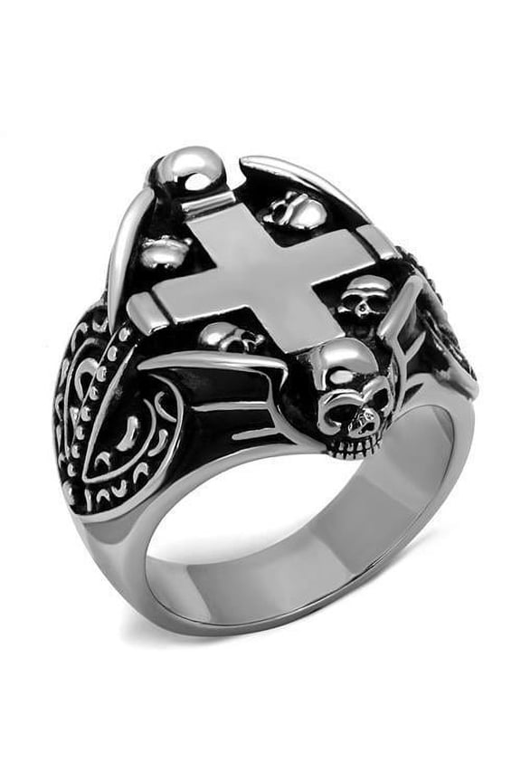 TK2506 - High polished (no plating) Stainless Steel Ring with Epoxy in Jet