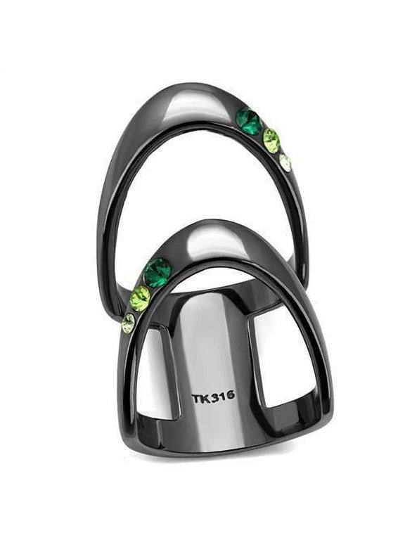 TK2768 - IP Light Black (IP Gun) Stainless Steel Ring with Top Grade Crystal in Multi Color