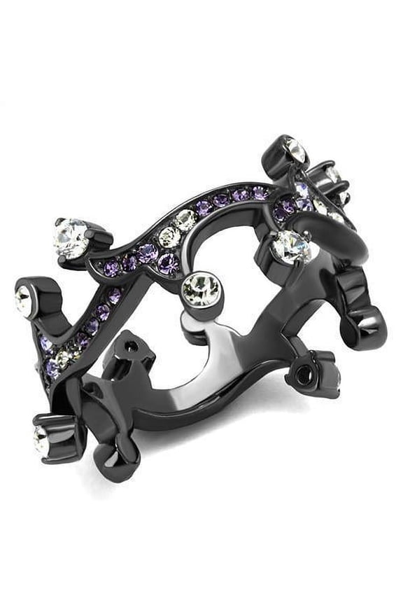 TK2780 - IP Light Black Stainless Steel Ring with AAA Grade CZ in Clear