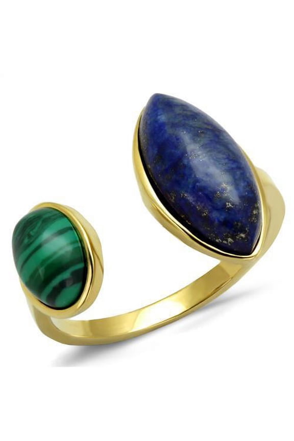 TK2906 - IP Gold(Ion Plating) Stainless Steel Ring with Precious Stone Lapis in Montana