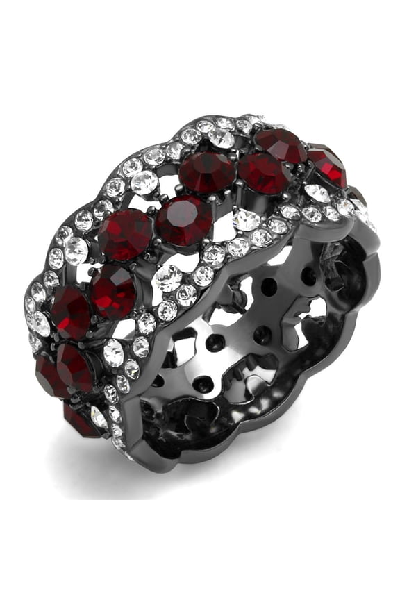 TK2993 - IP Light Black (IP Gun) Stainless Steel Ring with Top Grade Crystal in Siam