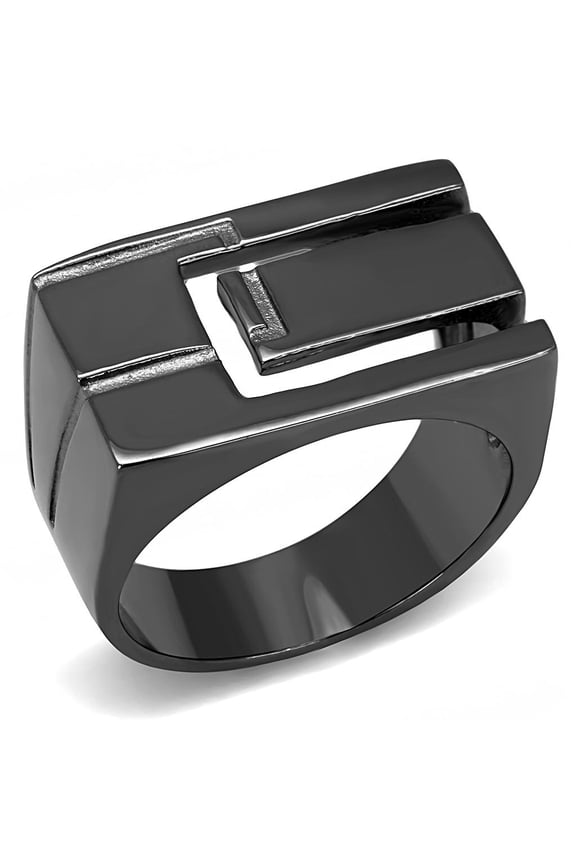 TK3272 - IP Light Black (IP Gun) Stainless Steel Ring with No Stone