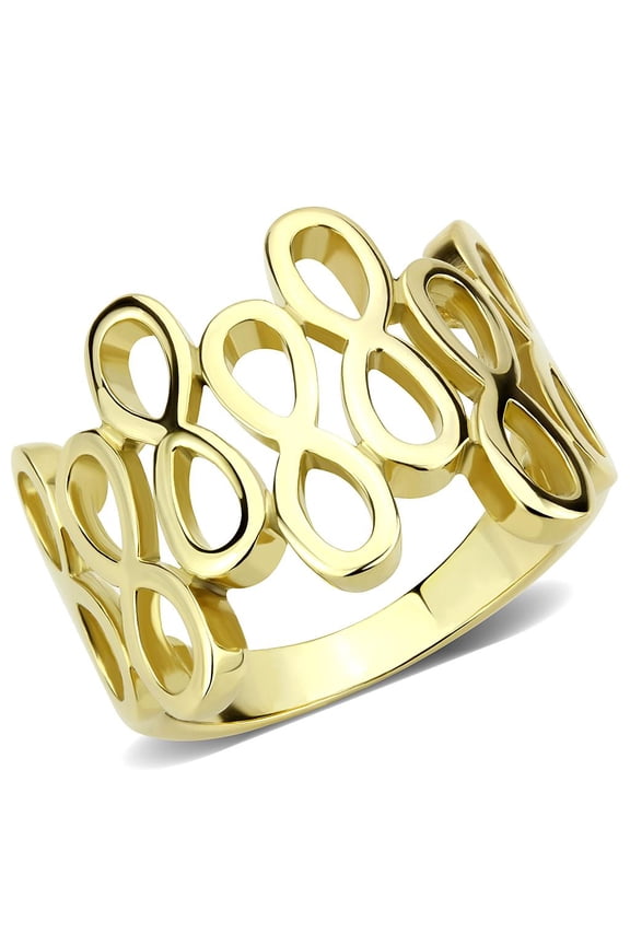 TK3569 - IP Gold(Ion Plating) Stainless Steel Ring with No Stone
