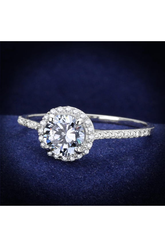 TS190 - Rhodium 925 Sterling Silver Ring with AAA Grade CZ in Clear