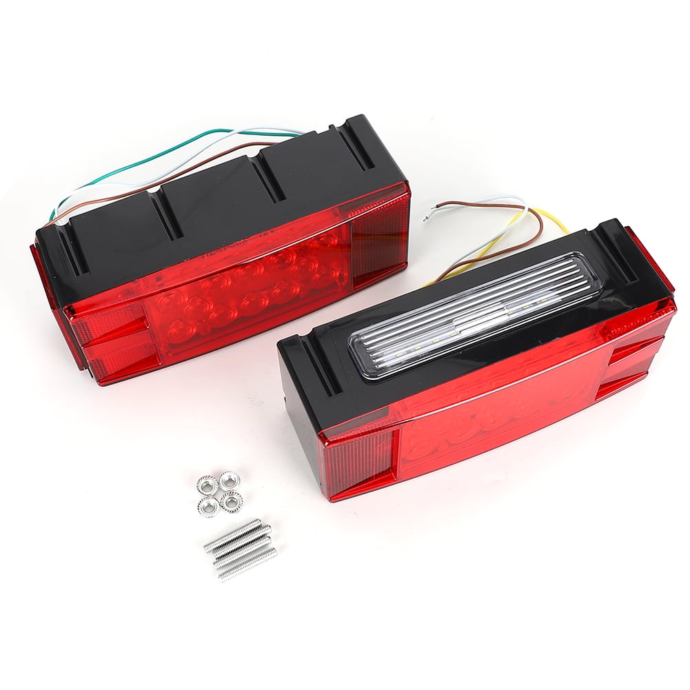 Rarida 2pcs Rectangular Trailer Taillight LED Rear Light Lamp IP67 Waterproof Super Bright