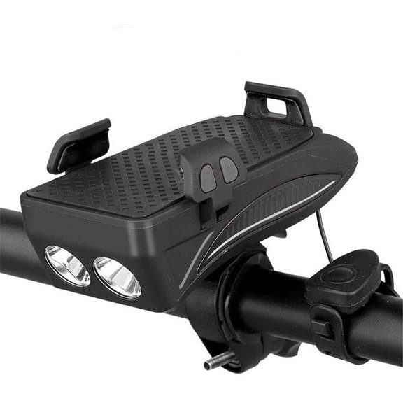 Rarida Bike Light Phone Holder, 4 in 1 Bike Phone Holder, LED Bike Headlight, with Horn, Waterproof for 4-6.3 inch Smartphone