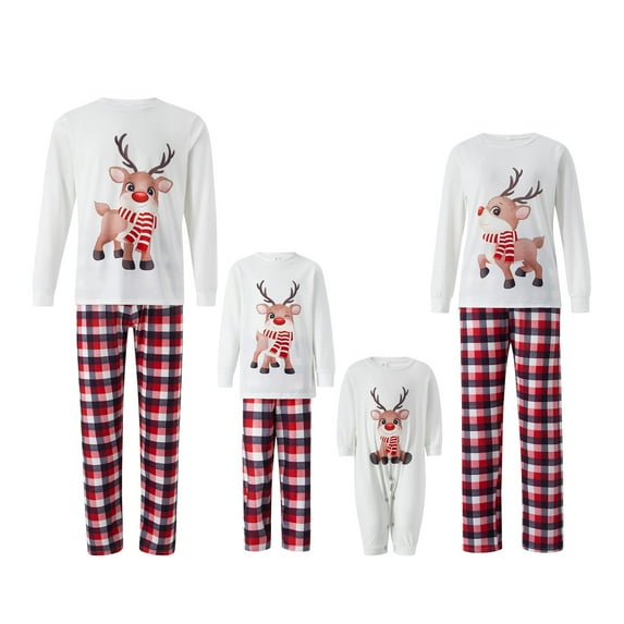 Raruxxin Family Christmas Pajamas Suits, Long Sleeve Tops + Pants/Romper Set