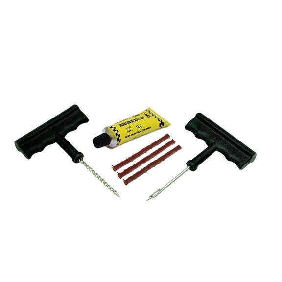 Ras N Jas Tubeless Tyre Puncture Repair Kit Complete Set With Nose Pliers, Rubber Cement, And Extra Strips For Cars And Bikes