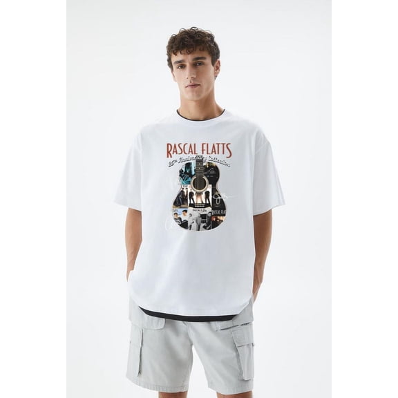 Rascal Flatts 25th Anniv Guitar Signatures Band T-Shirt, for men & women, up to size 5XL