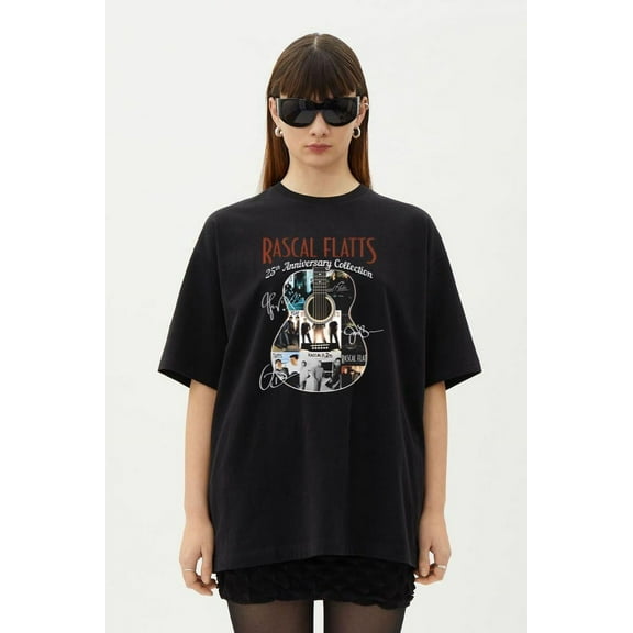 Rascal Flatts 25th Anniv Guitar Signatures Band T-Shirt, for men & women, up to size 5XL