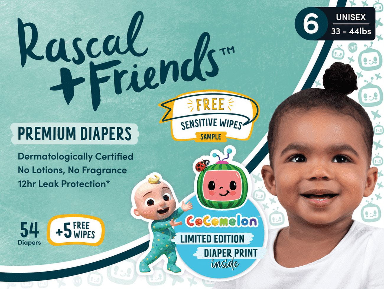 Rascal + Friends Edition Diapers with Free Wipes, Baby Infant