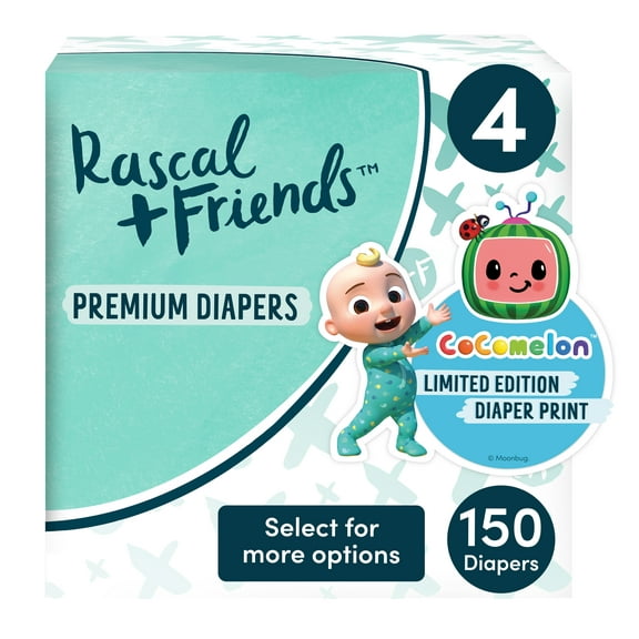 Rascal + Friends Diapers CoComelon Edition Size 4, 150 Count (Select for More Options)
